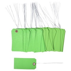 1000 pcs of 4 3/4″ x 2 3/8″ Size 5 Green Cardstock Hang Tag Tags with Wire 13 Pt