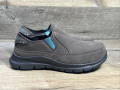 HYTEST Blake Steel Toe Slip-On Shoe Women 7.5 W Gray Leather Safety Footwear