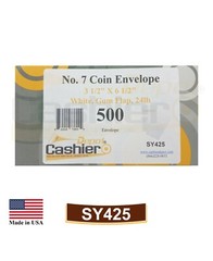 Cashier Depot #7 Coin Envelopes, 3 1/2 X 6 1/2, Premium 24lb. White, 500/Box