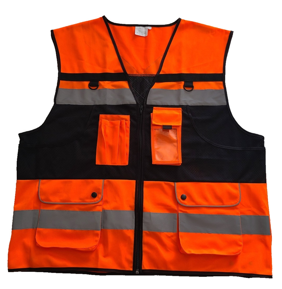 OPLERAI Safety Vest Unisex SIZE 4XL Sleeveless Orange Multi-Function Pockets