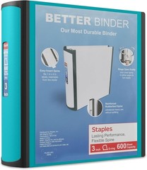 Heavy-Duty 3-Inch D-Ring Binder, Teal – Large Capacity 3-Ring Binder with Poc…