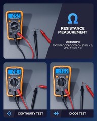 Digital Multimeter 2000 Counts AC DC Volt Current Tester LCD Data Hold