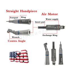 Dental Fiber Optic LED Handpiece Low Speed Straight Contra Angle 4-H Motor UDM