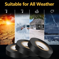 10 Pack Black Electrical Tape 3/4″ x 66ft Waterproof High Temperature Resistance
