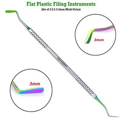 Set of 3 Dental Flat Plastic Filling Instruments Composite Multi Tip Restoration