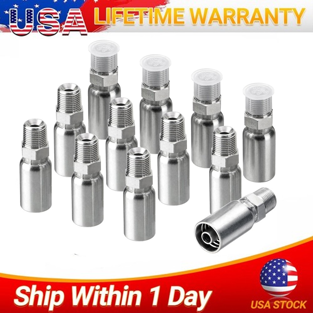 12-Pack 3/8″ Hose x 3/8″ NPTF Male Pipe Thread Hydraulic Hose End Crimp Fitting
