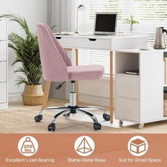 Compact Blush Task Chair – Rolling Armless Design for Students & Professionals