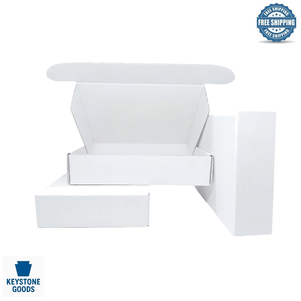 White Corrugated Mailer Boxes – Pack of 5, 9x6x2 Inches