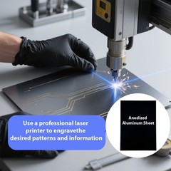 6 PCS Black Anodized Aluminum Sheet 5x7x1/32 Inch 0.8mm Metal Engraving Plate