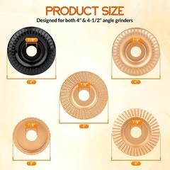 71878 5PCS Wood Carving Disc Set for 4-Inch to 4 1/2-Inch Grinders