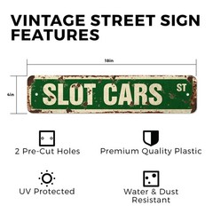 SLOT CARS Vintage Style Street Sign Metal Plastic race slotcar trucks collector