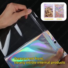Smell Proof Mylar Holographic Bags Foil Pouch Resealable Clear Zip Food Storage