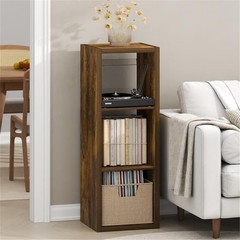 Pemberly Row Media Storage Organizer 3-Cube Engineered Wood Amber Pine