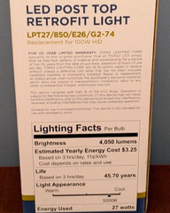 TOPAZ LED POST TOP RETROFIT LIGHT BULB REPLACEMENT LAMP LPT/27/850/E26/G2-74