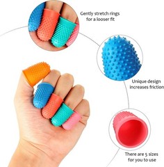 SATINIOR 20 Pcs Rubber Fingers Tip Protectors XS S M L XL, 5 colors