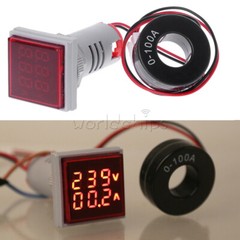 AC50-380V 0-100A 22mm 3-in-1 Voltmeter Ammeter Frequency Digital Volt AMP Meter