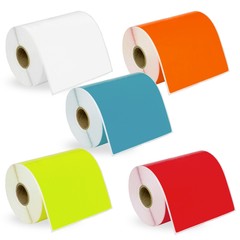 DYMO LW 1744907 COLOR 4XL 4×6 – 5 Rolls – 1 each: BLUE GREEN WHITE RED ORANGE