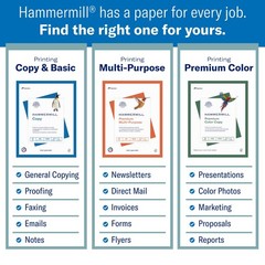 Hammermill Premium Color Copy 28lb Copy Paper 8.5×11,100Brt 5Reams 2,500 Sheets