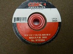 CGW ABRASIVES Grinding Wheel 8 Dia, 1 Thick, 1-1/4 Hole Dia 38025