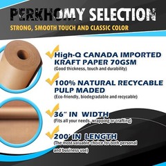 PerkHomy 36″ x 2,400″ (200′) Brown Kraft Paper Roll for Craft Bulletin Board …