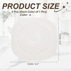 2Pcs Square Drain Cover 5.9 Inch Shower Hair Catcher Gray/White