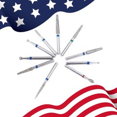 AZDENT 100Pcs Dental Diamond Burs for High Speed Handpiece Medium FG 1.6MM