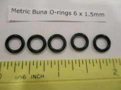 6mm ID x 9mm OD x 1.5mm thick O-ring. Buna-70. Quan 5.