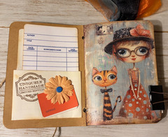 Junk Journal Handmade Booklet Book Vintage “Cats and Girls” Pockets, Ephemera