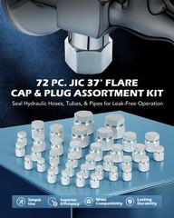 ZELCAN 64 pcs Hydraulic Hose Caps and Plugs 37° JIC Cap and Plug Kit with Case