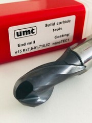 CARBIDE BALL NOSE END MILL ф15 R7,5 Z=2 HRC50 UMT MADE IN BULGARIA NEW 1 pcs.