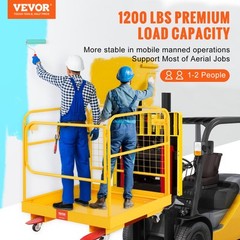 VEVOR Forklift Safety Cage Work Platform 36×36 in 1200lbs with Wheels for Aerial