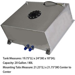 20 Gallon Fuel Cell Tank Level Sender Lightweight Polished Aluminum Racing