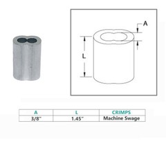 2 Pc 3/8″ Aluminum Sleeve Wire Rope Swage Crimp Clip Duplex Oval Sleeves