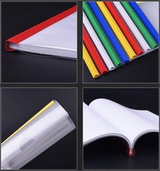 Clear Report Covers with Solid Color 14mm Sliding Bar 10 pcs, Solid-white