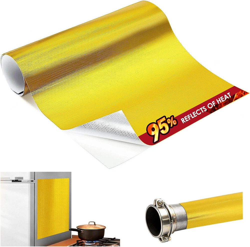 Gold Heat Shield Tape – Reflects 95% of Radiant Heat, 12″ X 24″ Heat Shield Wrap