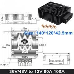 36V 48V to 12V 50A 60A 80A 100A DC Step Down Converter Buck Regulator Golf Cart