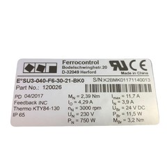 Ferrocontrol E° Su3-040-f6-30-21-bk0 750W 3000rpm 120026 Servo Motor