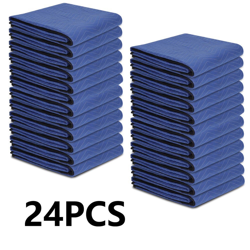 24 Pack Moving Blankets 80″ x 72″ Pro Economy Blue Heavy Duty Pro Shipping Pads