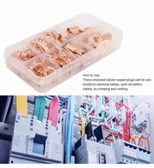 60pcs Copper Wire Lugs Battery Cable Ends Terminal Connectors Assortment Kit