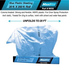 LAUCO MAXIFILM 20ft x 250 ft Roll of Blue Overspray Paintable Plastic Sheeting