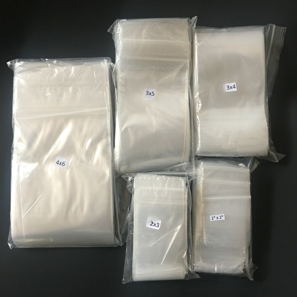 200-600pcs Clear 2 MIL Small Size Zip Bag reclosabl- 2×2″/2×3″/3×4″/3×5″/4×6″