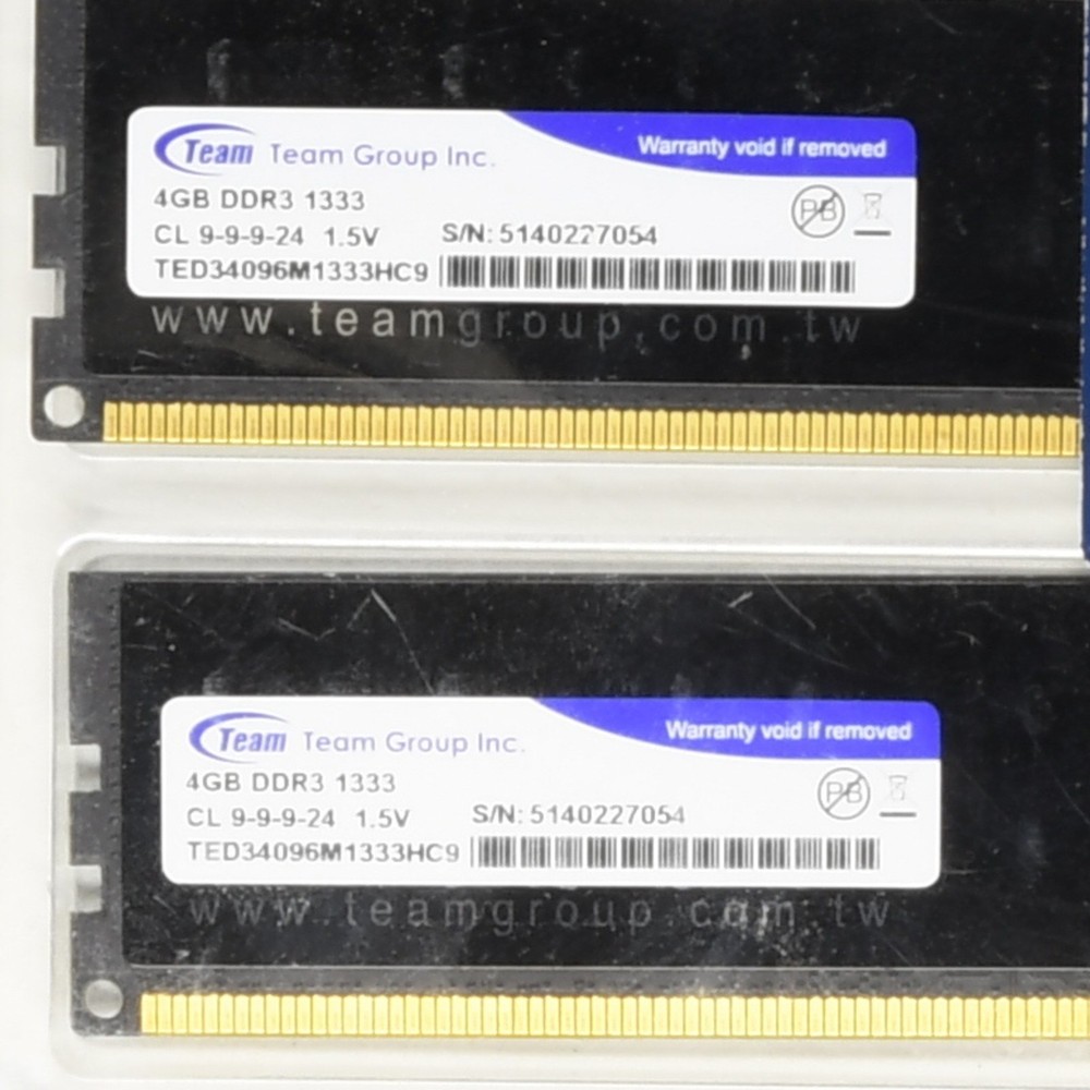 Team 2x TED34096M1333HC9 4GB DDR3 DIMM 1333 Mhz CL 9-9-9-24 1.5V 16GB Total