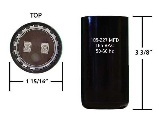 189-227 MFD 165 VAC motor start capacitor