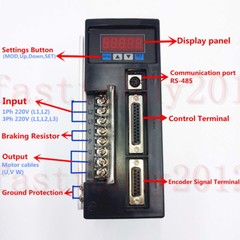 600W~1.8KW AC Servo Motor Driver Kit 2NM 4NM 5NM 6NM Servo Motor NEMA42 AC220V