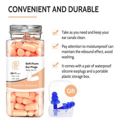Flesh Color Foam Ear Plugs for Sleeping – 60 Pairs 38dB SNR Noise Reduction E…