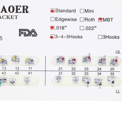 1×Dental Orthodontic Metal Bracket Brace Standard MBT 018 345 Hook 20PCS/Kit