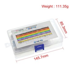 600pcs 30 Values 1/4W Metal Film Resistors + Plastic Box Assortment Kit Set 1%