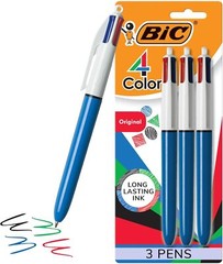 BIC 4-Color Original Retractable Ballpoint Pen with 1.0 mm Medium Point, 3-Count