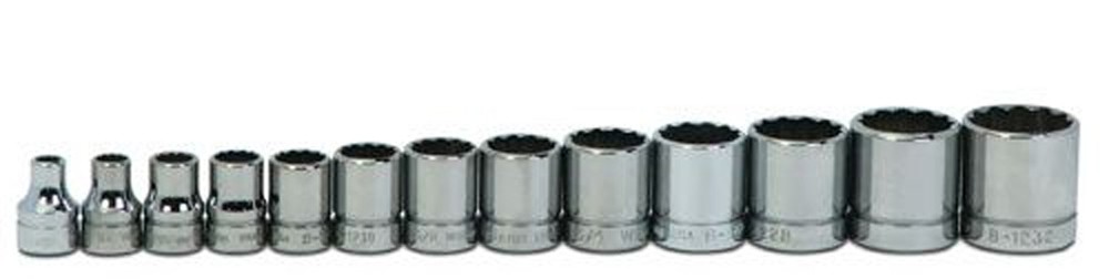 3/8″ Drive SAE Shallow 12point Set 13pc Supertorque Sockets Clip Rail 1/4″ –
