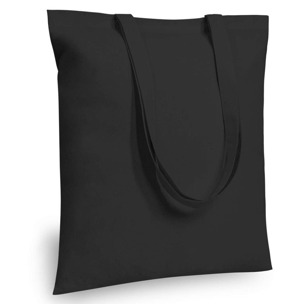 TOPDesign 24-Pack Economical 16″x15″ Black Cotton Tote Bag, Medium,